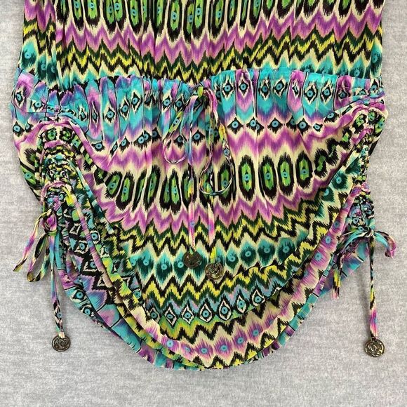 Luli Fama Playa Esmeralda South Beach Dress Small Swim Cover Up Ruched Sheer - Picture 4 of 11